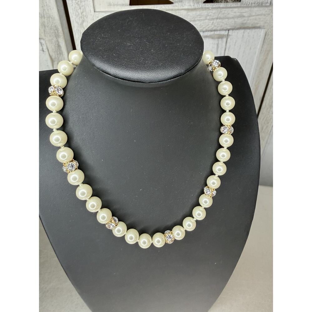 Vintage Kate Spade Lady Marmalade Crystall Ball Pearl Necklace Hand Knotted